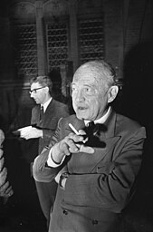 Owen Lattiomore during Ti-Ch'in (Teach-in on China) in the Koopmansbeurs, Amsterdam (the Netherlands)