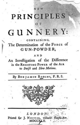 Frontpage of New Principles of Gunnery (1742) by Benjamin Robins (1707-1751)