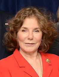 Teresa Heinz Kerry poses for a photo with other participants (not shown) from the first Department of State Tweetup at the 2013 International Women of Courage Award Ceremony at the U.S. Department of State in Washington, D.C., on March 8, 2013. [State Department photo/ Public Domain]