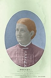Isabella Macdonald Alden, aka Pansy, aka Mrs. G. R. Alden, c. 1886, author of several novels.