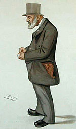 Caricature of James Edwin Thorold Rogers. Caption read 