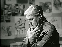 The artist Willem de Kooning (1904-1997) in his studio.