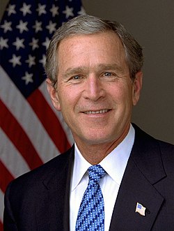 Official photograph portrait of U.S. President George W. Bush.