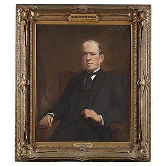 Ludwig E. Faber (1855-1913)
portrait of george tucker bispham (1838-1906)
Signed, “ L.E. Faber,” l.r., oil on canvas, framed.
35 1/2 in. x 28 1/2 in. (sight)
provenance:

Presented by students of Mr. Bispham on March 5, 1912