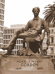 Adam Lindsay Gordon monument in Melbourne, by Paul Raphael Montford.https://citycollection.melbourne.vic.gov.au/adam-lindsay-gordon-memorial