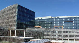 Partial view of the headquarters building of the United States Census Bureau in Suitland, Maryland.  Over 4,000 people work in the building.