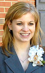 Jessica Lynch, pose at the doorway for the new Fisher House at Walter Reed Army Medical Center in Washington April 28, 2004.