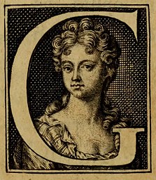 Initial with Elizabeth Elstob's portrait from her English-Saxon homily on the birth-day of St. Gregory (1709).