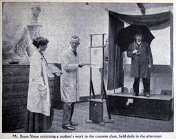 Mr. Byam Shaw criticising a student's work in the costume class