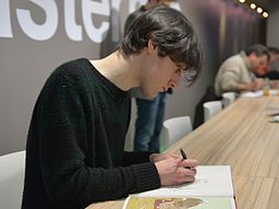 British comics artist Luke Pearson in autograph session at Angoulême International Comics Festival 2015, january 2015.