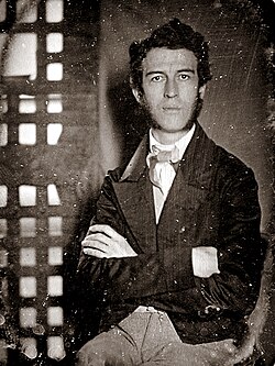 Notes from Chester County Historical Society: Passmore Williamson (1822-1895) in Moyamensing Prison, Philadelphia, PA, 1855. Abolitionist, imprisoned for assisting runaway slave. Visited by Frederick Douglass. Jail door in background.
