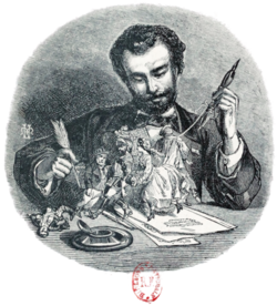 Engraving of Charles Yriarte by Henri de Montaut in Les célébrités de la rue : Paris (1815 à 1863), Paris, 1864.