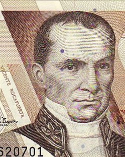 Ecuadorian 10000 Sucres bill - showing Vicente Rocafuerte and Plaza de la Independencia in Quito