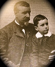 Photograph of Anson Mills, U. S. Army officer, inventor, and entrepreneur, and his eleven-year-old son, Anson Cassel Mills, 1882.