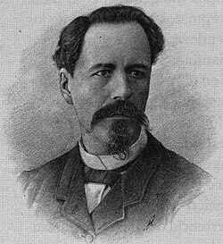 Cartógrafo Mexicano.  Croma tomado de Litografía autoría de Irineo Paz, los hombres prominentes de México, imprenta litografía de 