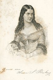 Contributor	Anderton, G. J., ca. 1825-ca. 1890, engraver.
Read, Thomas Buchanan, 1822-1872, artist.
Title	Rickey, Anna S. (Anna Smith), 1827-1858.
Alternate title	[Anna S. Rickey] / T.B. Reed [sic] ; G.J. Anderton.
Publisher	[Philadelphia? : s.n.]
Date	[1851?]
Physical description	1 print : engraving ; 9.5 x 7.6 cm.
Description	Waist-length portrait of the writer, holding a book and a pen.
Notes	In Rickey, A.S. Forest flowers of the West (Philadelphia, 1851), frontispiece.

Facsimile signature: Yours ever Anna S. Rickey.
