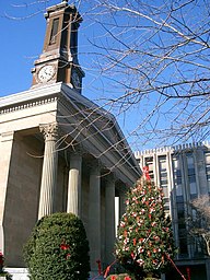 Chester County Courthouse in West Chester, Pennsylvania, United States.  Built in 1846, the courthouse is listed on the National Register of Historic Places.