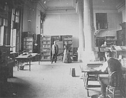 Cadwell W. Raines and His Wife in the Texas State Library