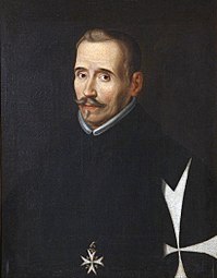 Retrato anónimo del célebre dramaturgo español Félix Lope de Vega y Carpio (1562-1635). Este lienzo procede de las colecciones del pintor Valentín Carderera, de quién pasó al general Romualdo Nogués, aunque entre ambos o antes de que perteneciera a Carderera era del poeta Manuel José Quintana, y fue adquirido por José Lázaro Galdiano antes del año 1902. Félix Lope de Vega aparece en traje talar y ostentando la cruz de caballero de la Orden de Malta. La atribución de este lienzo a la escuela del pintor Eugenio Cajes o al propio Cajes es debida a Valentín Carderera. Además, el rostro del dramaturgo es muy parecido al del retrato que se conserva en el Instituto Valencia de Don Juan, y en el que Lope de Vega aparece de más de medio cuerpo, y asímismo está estrechamente vinculado con el que grabó Juan de Courbes en la edición de 1630 del Laurel de Apolo, aunque también tiene cierto parecido con el que se conserva en el Museo del Ermitage de San Petersburgo, que ha sido atribuido a Luis Tristán sin argumentos concluyentes según algunos autores. La calidad mediocre de esta obra, que es «un tanto seca» a juicio de algunos historiadores, hacen dudar de que hubiera sido ejecutada por un destacado maestro, por lo que posiblemente sólo sea una de las multiples copias del retrato del dramaturgo «que se veían», ya en su tiempo, en casa de los hombres «curiosos» o de gusto.