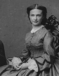 Elizabeth Bacon Custer cropped from a picture with George Armstrong Custer ex libris  Library of Congress description: 