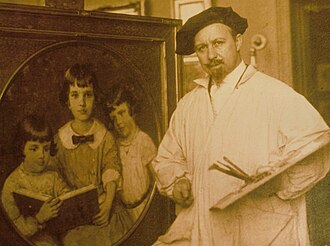 Walter Russell at easel, 1904