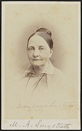 Title: Portrait of Mary Anna Longstreth] / Wm. Curtis Taylor ; W. Henry Brown
Abstract/medium: 1 photograph : albumen print on card mount, hand-colored ; mount 10 x 6 cm (carte de visite format)