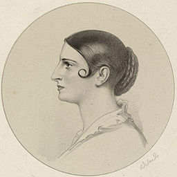 Extracted from Charles Kemble; Adelaide Kemble; Frances Anne ('Fanny') Kemble; John Mitchell Kemble; Henry Vincent James Kemble, by Richard James Lane (died 1872), given to the National Portrait Gallery, London in 1956. Adelaide Kemble (November 1815 – 4 August 1879), was a British opera singer of great promise in the first half of the nineteenth century. See source website for additional information.