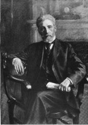 Portrait of Walter Stanley Haines (1850-1923), professor of chemistry, materia medica, and toxicology at Rush Medical College in Chicago.  It is likely but not confirmed that the portrait published in this 1923 journal article is the portrait of Haines that was painted by Arvid Nyholm and presented in 1916 to Rush Medical College.