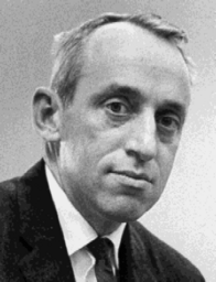 James Tobin at the Council of Economic Advisers. Approximately age 44. Tobin was Sterling Professor of Economics at Yale University, member of the Council of Economic Advisers, and Nobel Laureate in Economics.