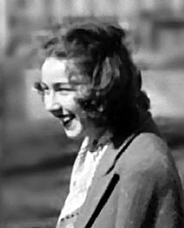 Portrait of American writer Flannery-O'Connor from 1947. Picture is cropped and edited from bigger picture: File:Robie with Flannery 1947.jpg