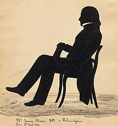 James Mease, MD (1771 - 1846), 1843 Ink wash silhouette, chalk and cut paper on paper