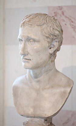 Menander (Greek playwright, 343-291 B.C.). Roman copy, after original by Kephisodotos the Younger and Timarchos, sons of Praxiteles, of 4th century B.C. Marble. The Hermitage, St. Petersburg, Russia.