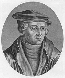 Beatus Rhenanus (1485–1547), deutscher Humanist. Stich von Johann Jacob Haid.