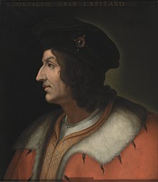 Retrato del general Gonzalo Fernández de Córdoba (1453-1515), apodado el Gran Capitán. El lienzo fue encargado por la Junta Iconográfica Nacional, en el año 1878, a fin de que formara parte de la Galería de Españoles Ilustres, del Museo Iconográfico.